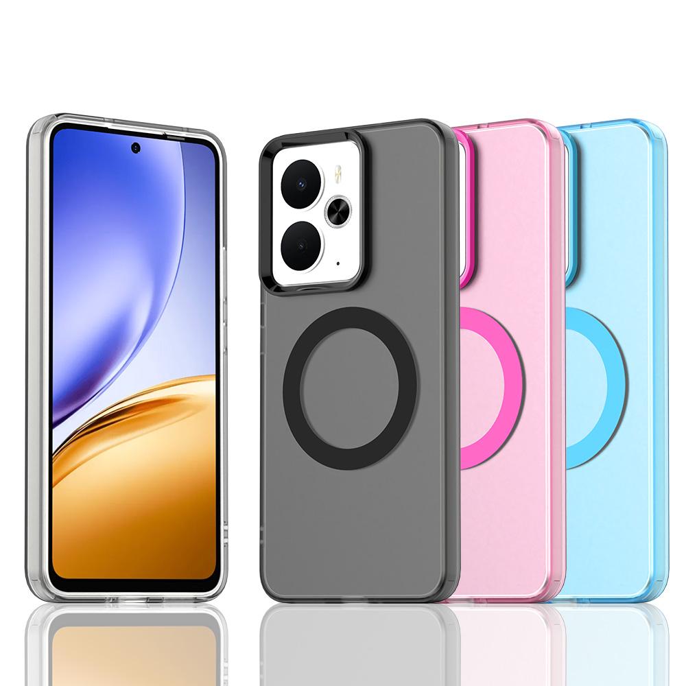 Магнитный беспроводной зарядный чехол для Realme 14 5G Realme 14T Обложка Конфетные цвета Прозрачная задняя крышка Coque