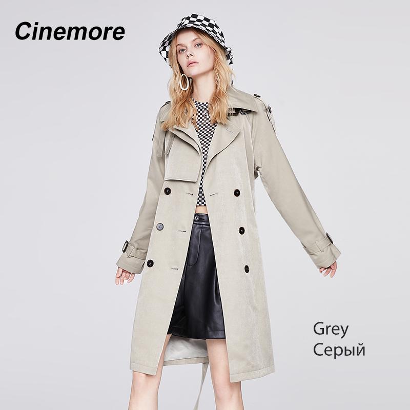 Cinemore Новинка 2022, женская ветровка, повседневное модное двубортное пальто с отложным воротником и длинными рукавами, элегантное женское пальто 92322