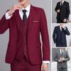 Men Suit Coat Lapel Long Sleeve Two Buttons Suit Jacket Solid Color Flap Pockets Slim Fit
