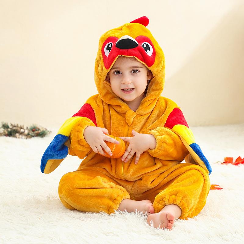 Infant and Toddler Flannel Animal Jumpsuit, Children's Climbing Suit, Baby Cartoon Style Performance Suit