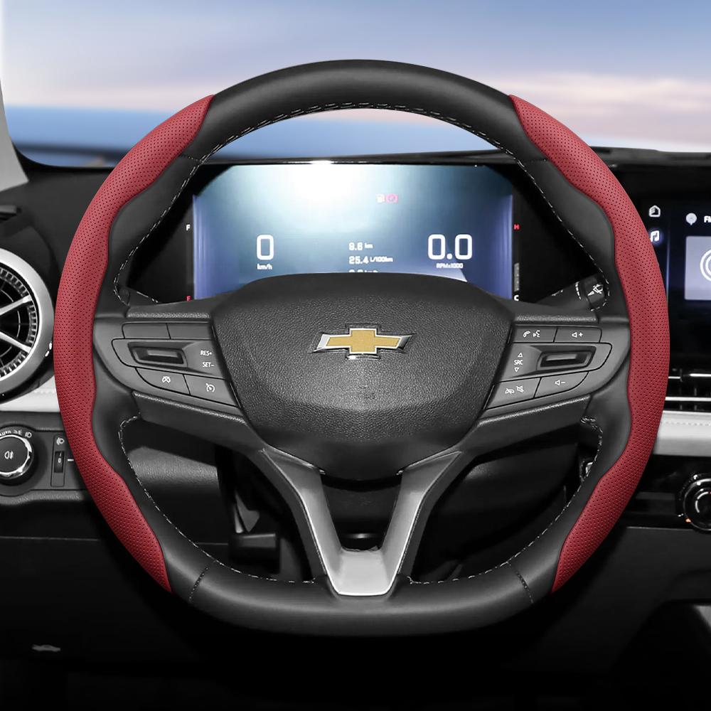 AABHN1 Suitable for Chevrolet Breathable Holes Leather Steering Wheel Cover Segmented Quick Release Design Non-Slip and Durable Cruze Spark Captiva