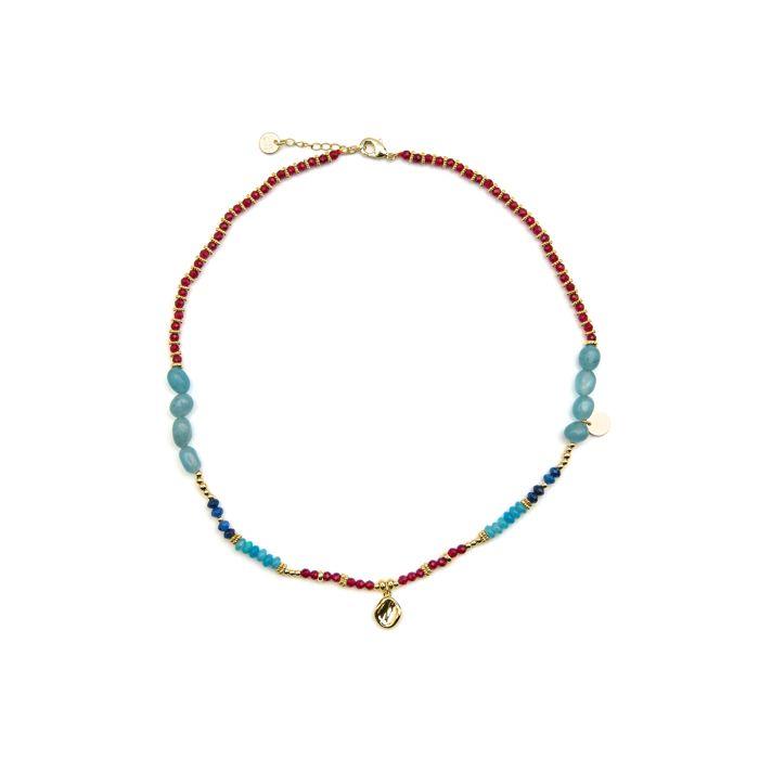 Collier orné de cristaux multicolores, finition or 18 carats - Ney