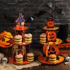 Halloween Pumpkin Multi-layer Cake Rack Decorated with 3D Paper Cake Tray Set the Stage for Christmas Dessert Party