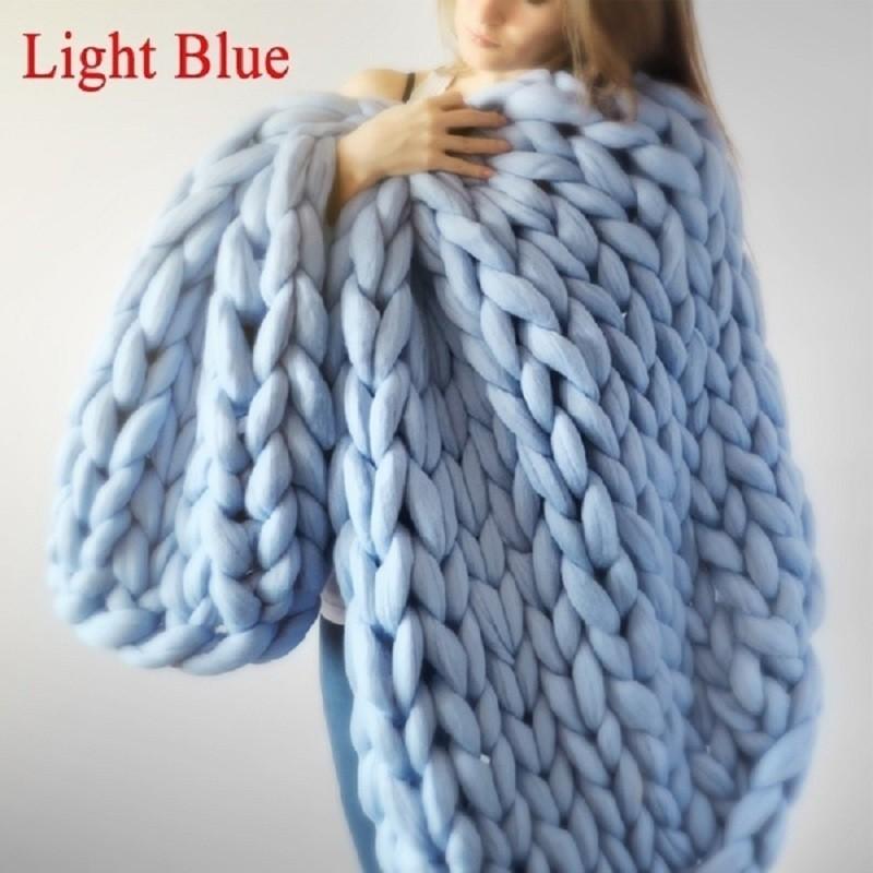 Large Soft Chunky Knitted Thick Wool Blanket With Versatile Colors For Cozy Comfort