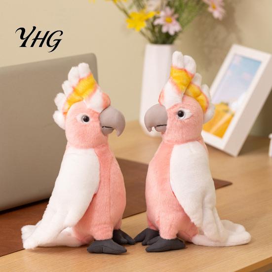 Bird Lover Gift Cute Parrot Plush Toy, Soft Stuffed Animal for Kids, Pink Realistic Polyester Toy Doll with Fluffy Fabric Bedroom Decor And