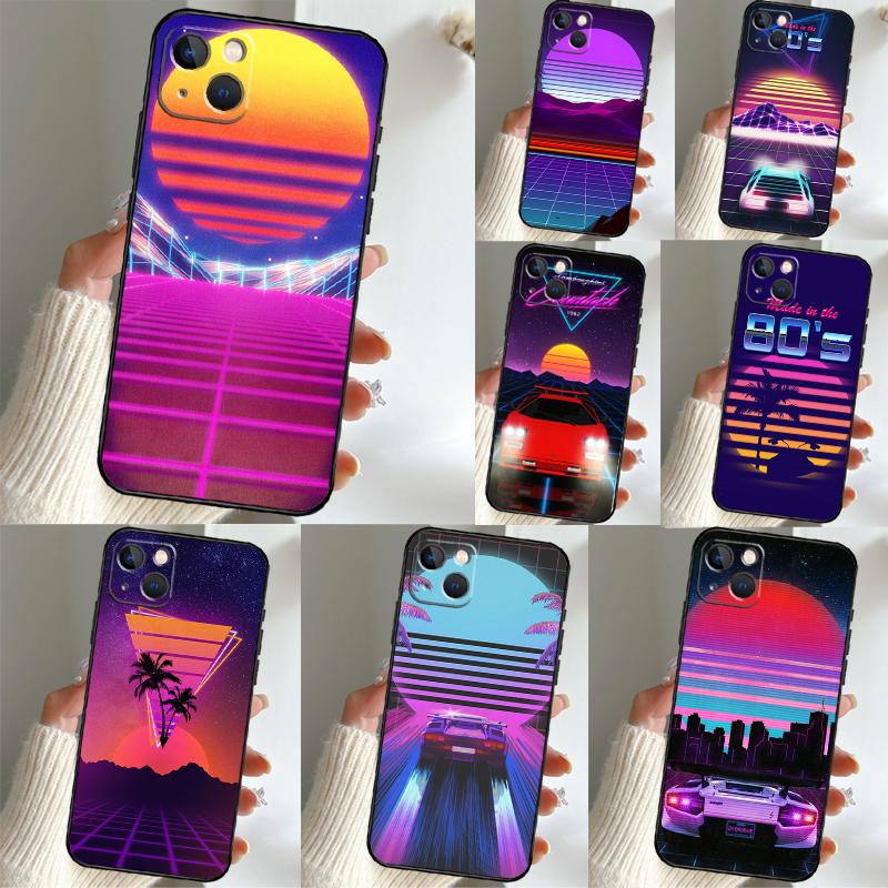 Neon Retrowave 80s vintage art Case For Samsung Galaxy S23 S24 S25 Ultra S9 S10 S20 S21 S22 Plus S23 FE S25 FE Phone Cover