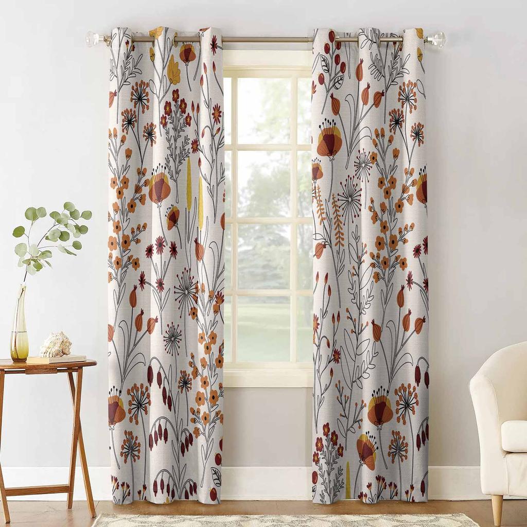 Нарисованные вручную линии листьев цветов затемняющие шторы для гостиной спальни оконные шторы жалюзи