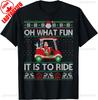 Funny Golf Cart Matching Family Christmas Oh What Fun It Is To Lover SantaClaus Ride Car Printed Tshirt Tops Adult Unisex