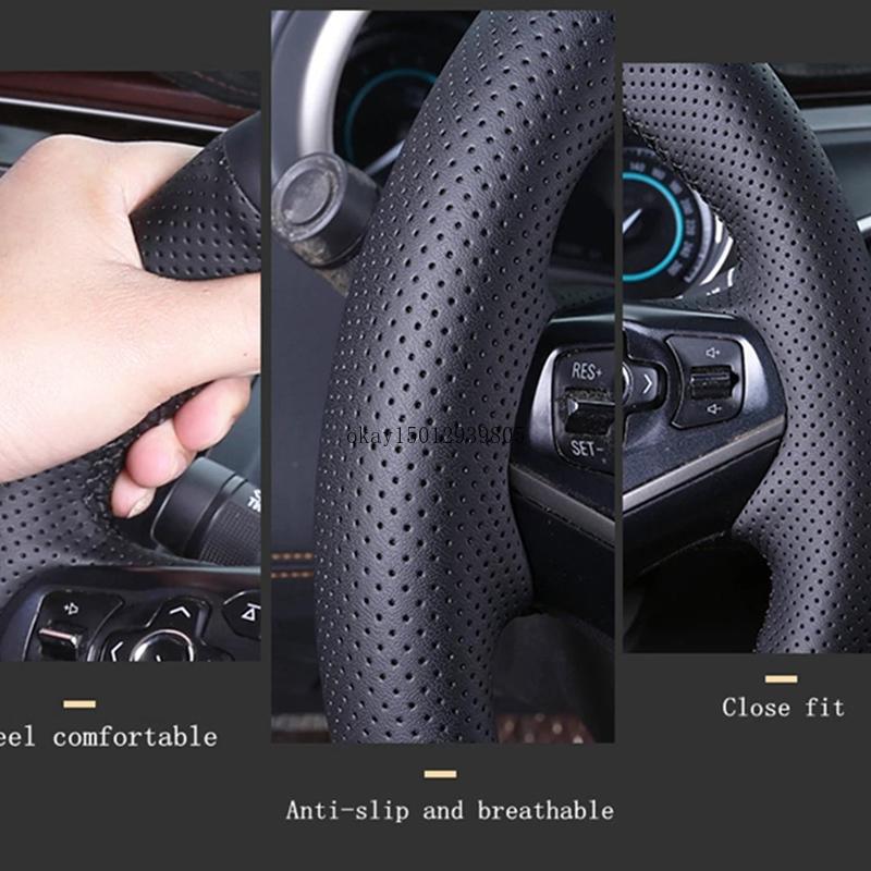 Hand Stitched suede Sporty style car Steering Wheel Cover For Alfa Romeo Giulia 2016 2017 2018 Stelvio 2017 Interior accessories