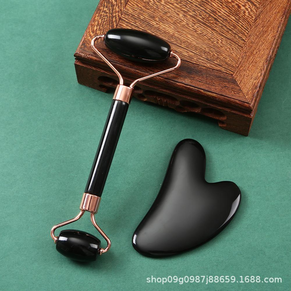 Natural Resin Gua Sha and Double-Headed Face Roller Massage Set for Skin Care