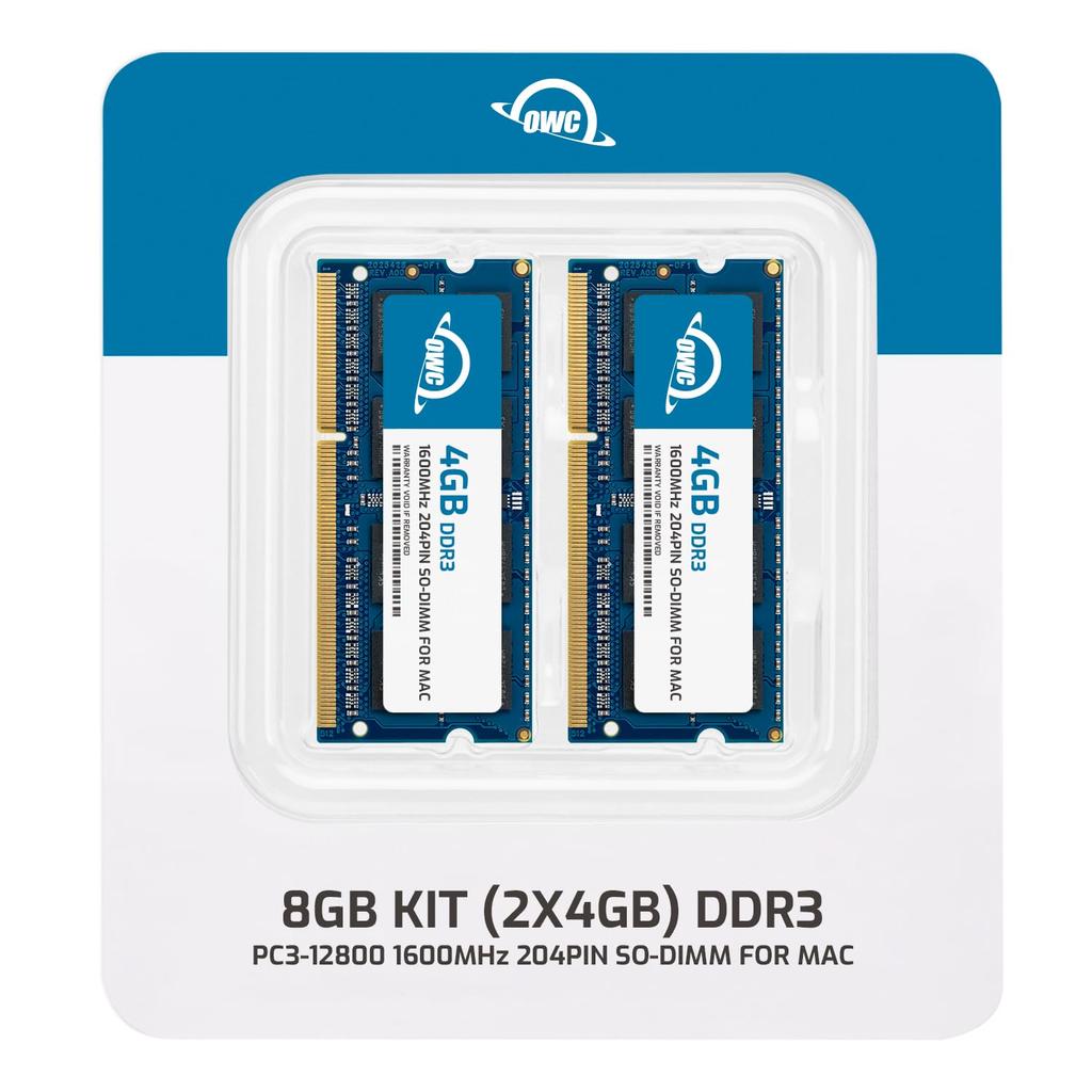 OWC 8GB PC3-12800 DDR3L 1600MHz SO-DIMM 204-pin CL11 Memory Upgrade Kit for iMac/Mac Mini/MacBook Pro, 8GB (4GB Module) (2x4GB)