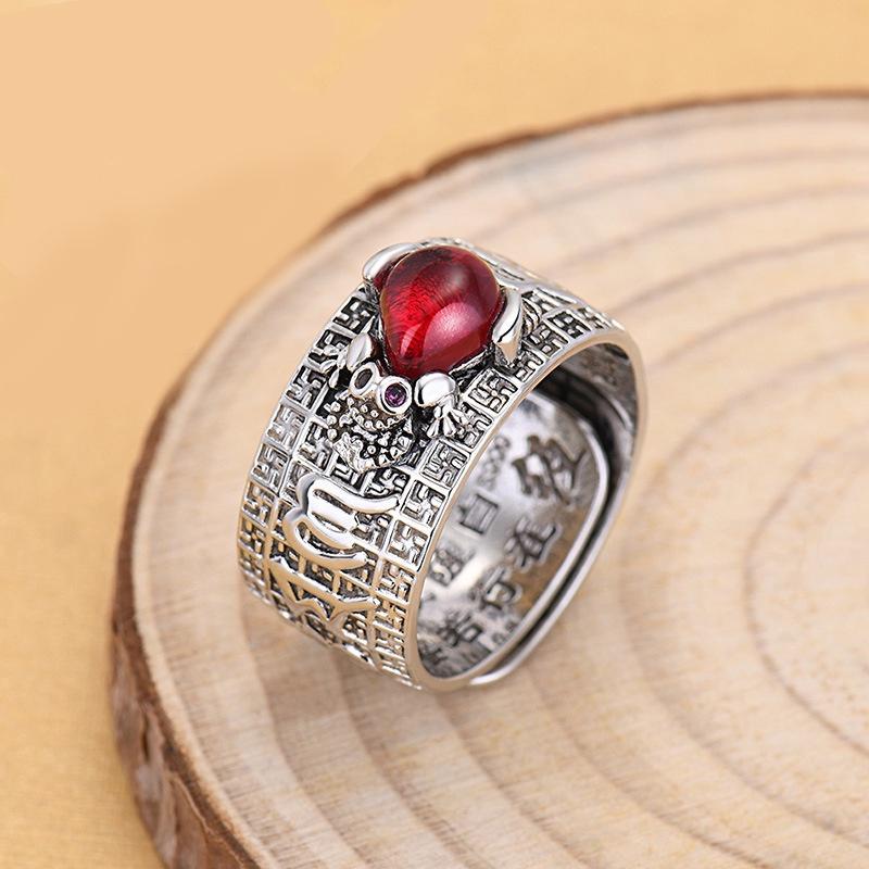 Пиксю Модное Кольцо Богатства Сердечной Сутры Модное Медное Геометрическое Кольцо Пара