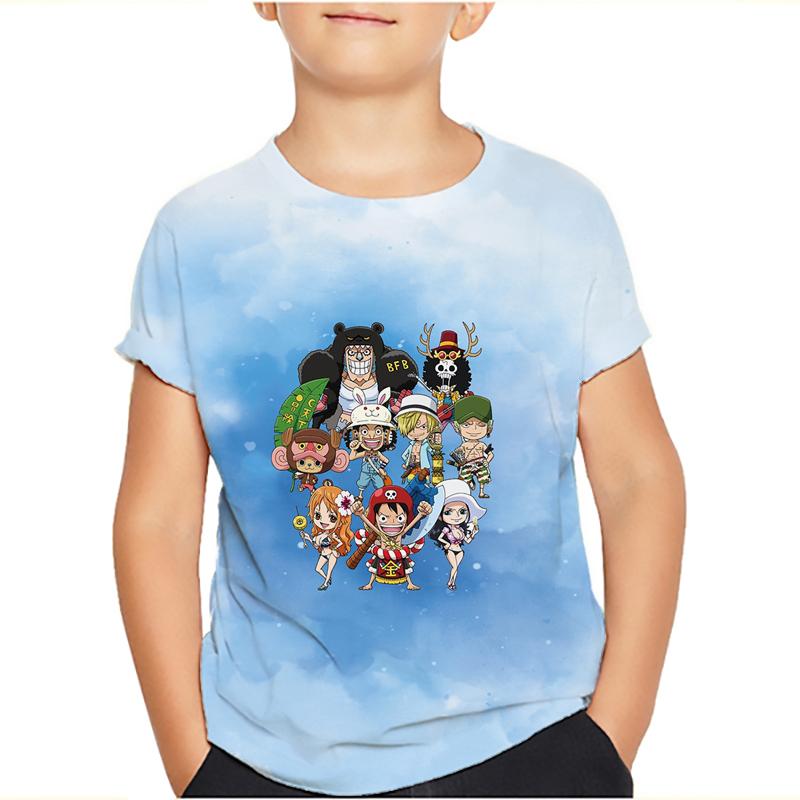 One Piece Luffy футболка Four Emperors короткий рукав Zoro Sanji Chopper Ace Law футболка детская одежда модные костюмы для детей топ