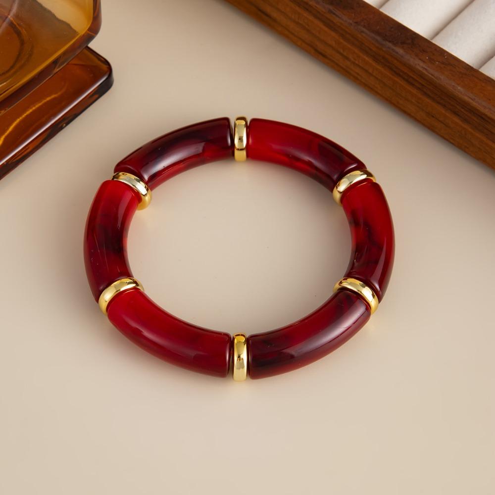 Splicing Bamboo Acrylic Bracelets Leopard Print Geometric Bracelets Curved Tube Bangle Lady Gifts