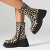 Women Leopard Platform Ankle Boots Fashion Wedges High Heels Shoes Winter 2025 Trend Designer New Pumps Goth Chelsea Botas Mujer