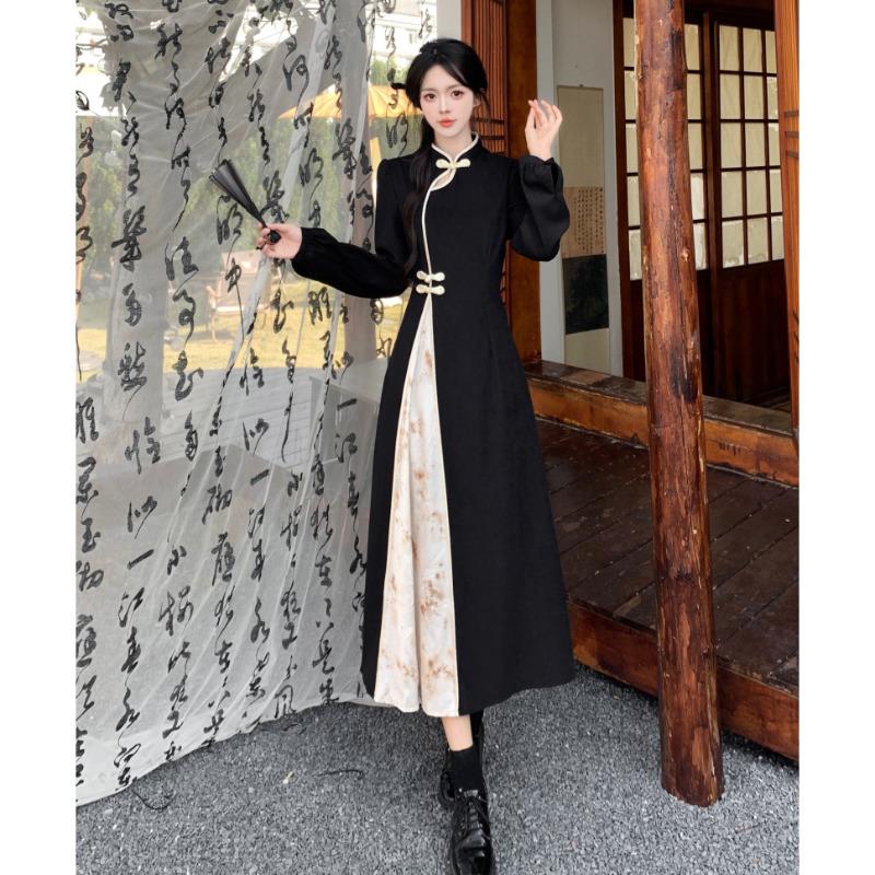 Chinese Style Retro Cheongsam Chinese Oversized Dress Long Qipao