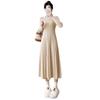 Womens Long Sleeve Knit Dress With Pleated Skirt Slim Fit Mid-Length Sweater Winter 2026