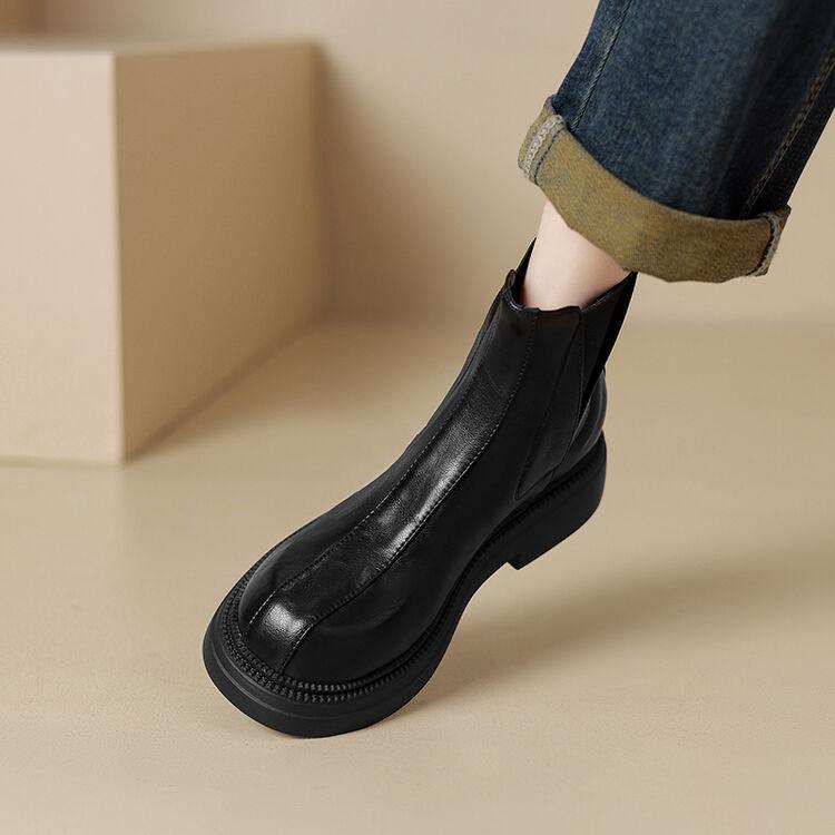 Модные новые осенне-зимние женские ботинки для женщин, с круглым носком, короткие ботинки, модные ботинки на платформе, на массивном каблуке, сапоги-рыцари, ручная работа