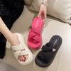 2025 Summer New Women's Slippers Women's Outer Wear Cross Soft-soled Beach Sandals Casual Fairy Style Platform Women's Shoes