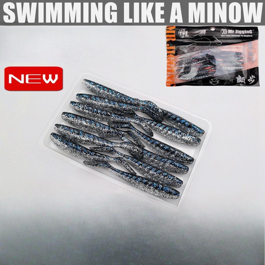 12/16/20pcs Paddle Tail Soft Worm Bait 45/55/65/75mm Swing Swimbait Wobbler T Tail Soft Fishing Lures for Bass Swim As A Minnow