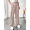 Европейские и американские брюки для通勤 с высокой посадкой и свободного кроя, незаменимые для весны и лета, повседневные брюки с широкими штанинами для женщин