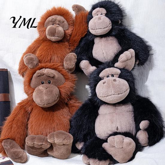 Stable Sitting Orangutan Plush Gorilla Doll, Realistic Stuffed Animal Toy for Kids, Soft Fluffy Adorable Plushie with Thick Long Fur, Home Decor