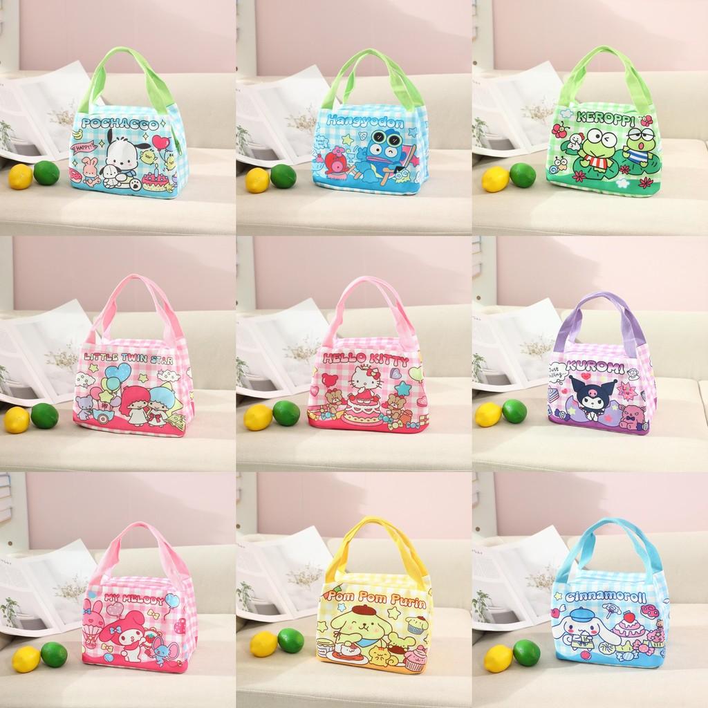 Kids Cartoon Kuromi Melody Print Lunch Bag Insulated Canvas For School And Daily Use