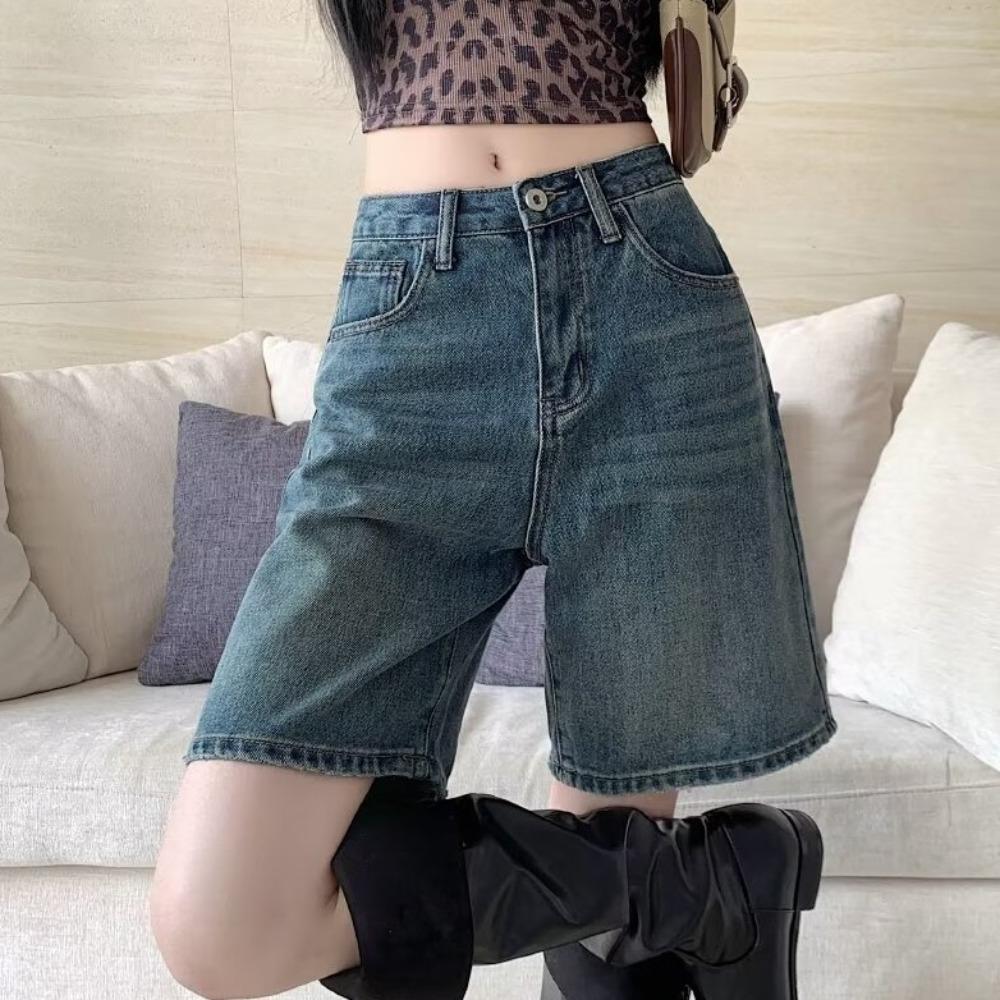 Wide Leg Denim Shorts Women All-match Denim Pants Trousers Chic Baggy Blue Jeans  Students