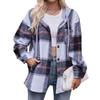 2024 New Autumn and Winter Fashion Simple Casual Hooded Plaid Shirt Loose and Comfortable Commuting Medium Length Women's Coat