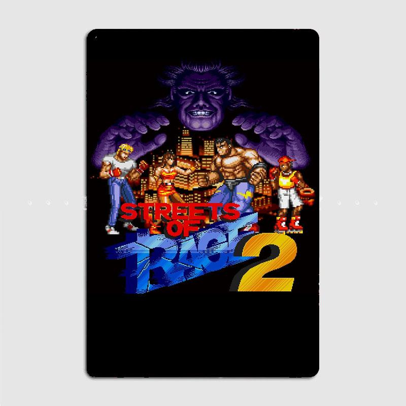 Streets of rage 2 Ретро Классика Игра Металлический Постер Знак Клуб Настенное Искусство Табличка Жестяная Вывеска Украшение Комнаты Декор Дома