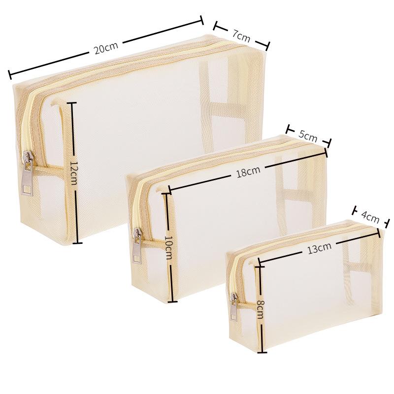 Nylon Mesh Cosmetic Bag Zipper Box Shaped Toiletry Organizer Makeup Bags Multifunctional Women Lipstick Key Coin Purse Pouch
