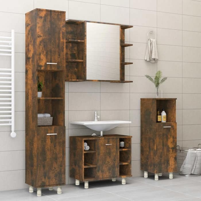 VidaXL Armoire de bain Chêne fumé 30x30x95 cm Bois d'ingénierie 815606