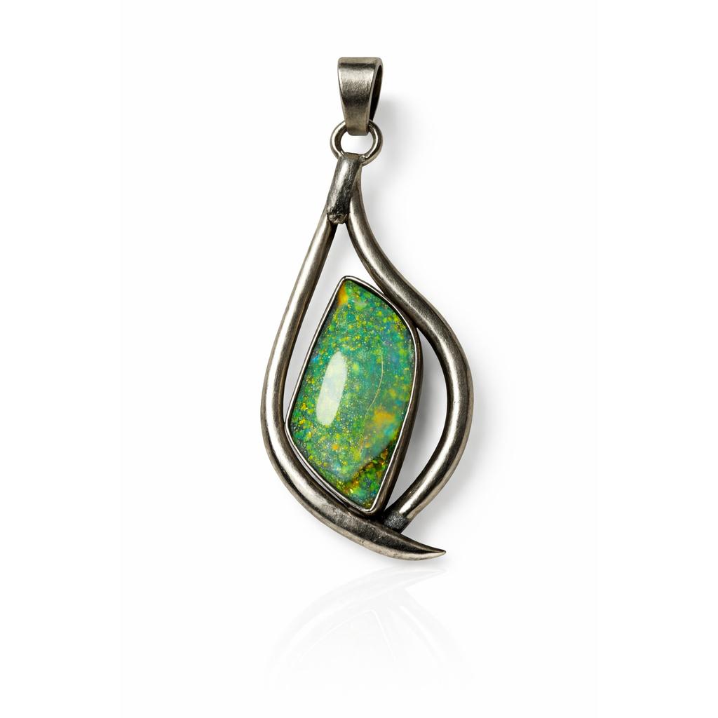 CERTIFIED Natural Australian Opal 39.75 Ct 925 Sterling Silver Fancy Pendant