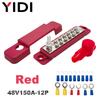 Busbar Electric Battery Power Distribution Block Screw Terminal Stud M6 Bus Bar DC 48V 12P Wire Connector Red+Black Car Boat