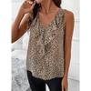 JKASHDK Women's Fashion Casual Summer Spring Leopard Print Sleeveless V-Neck Blouses & Shirts