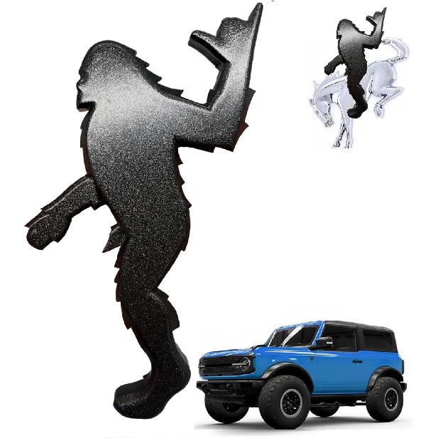 Дополнительный значок Сасквоча для Bronco, 3x4 дюйма, Внедорожная наклейка с клеем 3M, Аксессуар для автомобиля (Черный металлик2)
