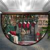 Christmas Santa Claus Gift Half Round Door Mat Non Slip Washable Semi Circle Area Rug Absorbent Soft Floor Mat Home Decor