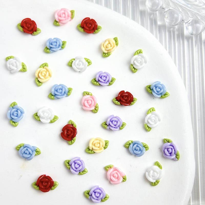 New Resin Luminous Mini Leaf Rose Nail Art Accessories Handmade DIY Earrings Wearable Nail Decorations