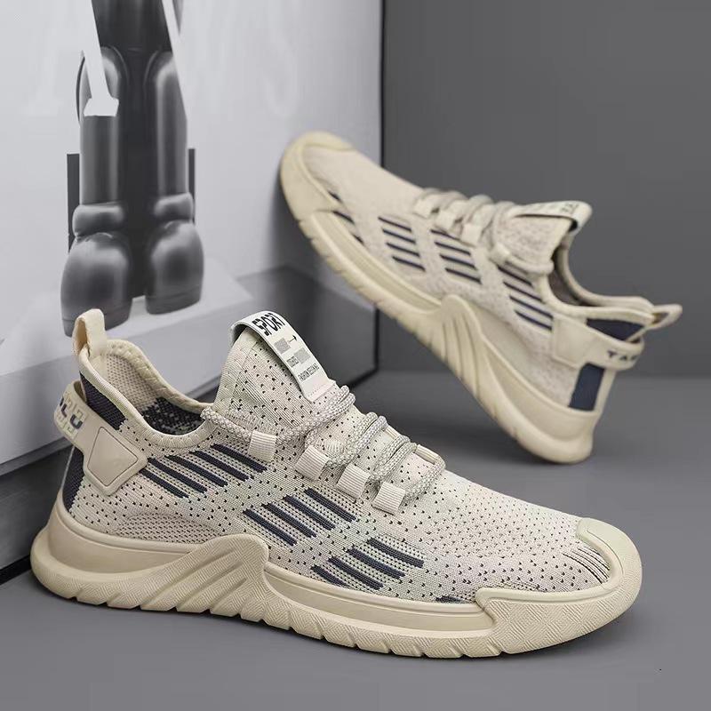 Спортивная обувь для мужчин весна и лето новый стиль дышащая летающая сетка мужская обувь для студентов повседневная беговая обувь для зеленых модных трендовых