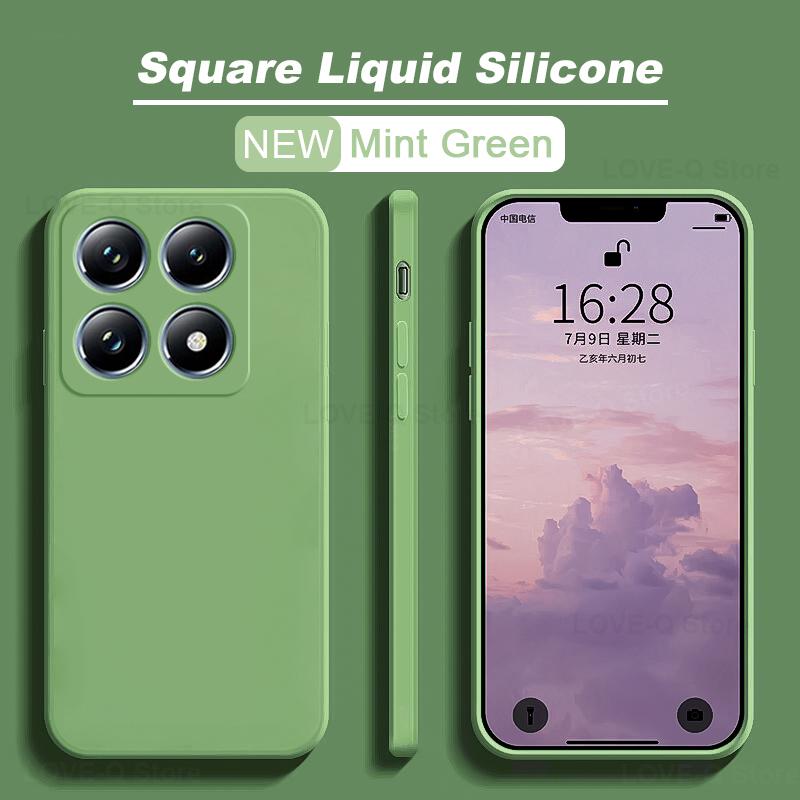 Для Mi 14T Pro Чехол Квадратный Жидкий Силиконовый Чехол Для Телефона Для Xiaomi Mi 14T Pro Мягкий Задний Чехол Funda