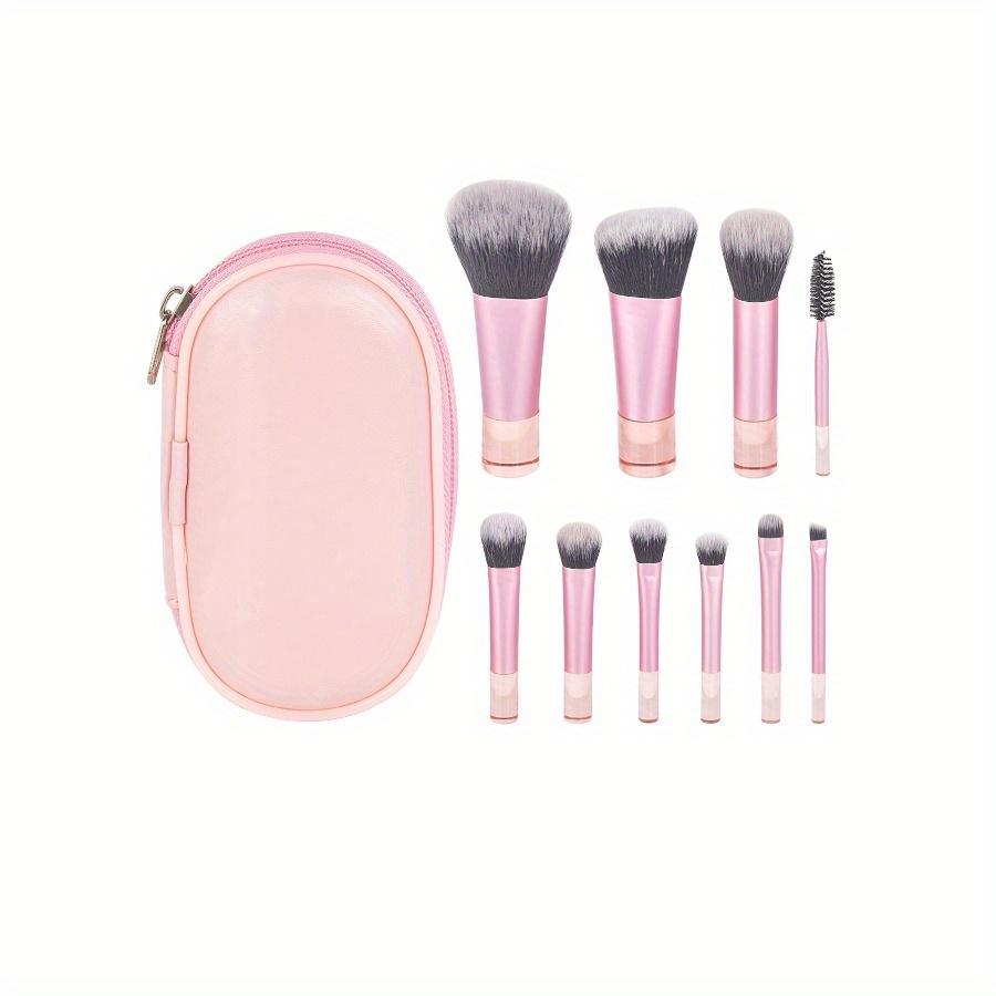 10 Black Mini Makeup Brush Travel Portable Makeup Tool Makeup Puff - Palm Brush Professional Makeup Tool Set