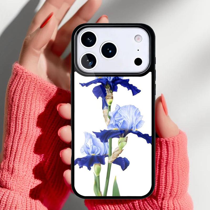 Чехол для телефона 'Голубой ирис' для iPhone 17 16 15 14 13 Pro Max Задняя крышка для 12 11 Pro Coque