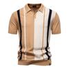 Summer New Men's Lapel Short Sleeve Knit Polo Stripes