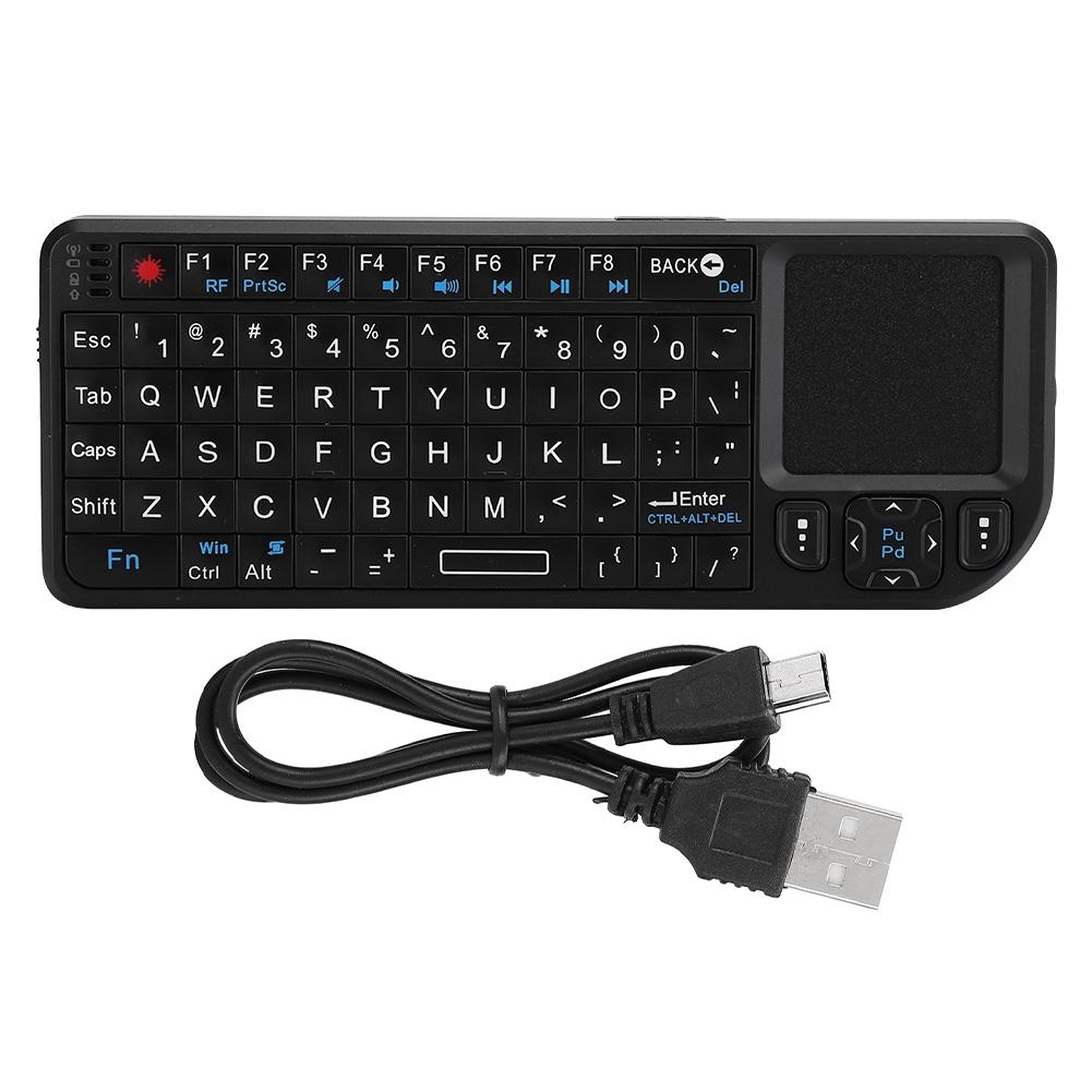 Мини беспроводная клавиатура USB портативная черная многофункциональная ультратонкая с подсветкой 100RF 2.4G(черный )