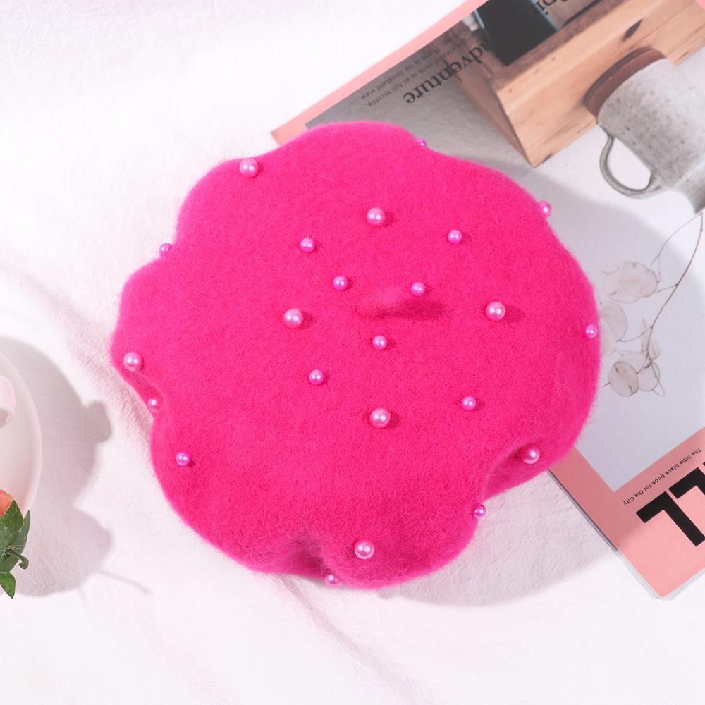 Toddler Pearly Warm Beret Hat Girls Hats Children Caps Headgear