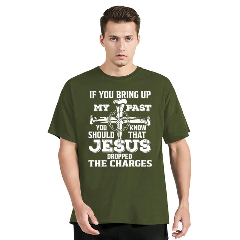 Футболка с принтом «Jesus Dropped The Charges» Смешная мужская одежда Футболка большого размера с круглым вырезом Хлопковая футболка Новая мода Уличная одежда Топы