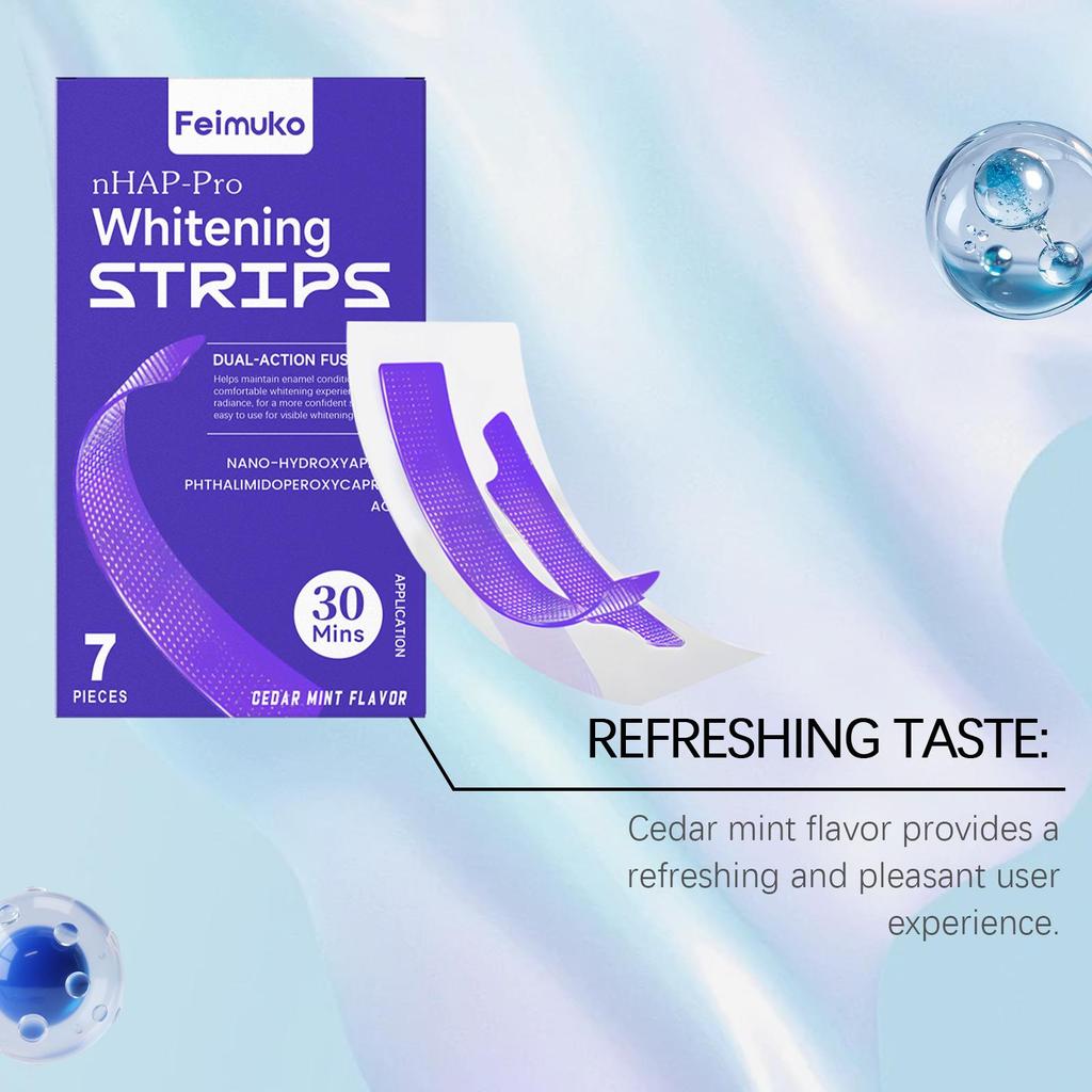 Feimuko Shiny Purple Teeth Whitening Strips - Gentle Daily Surface Clean & Fresh Shine