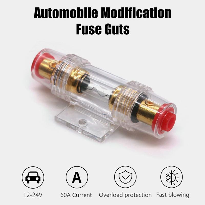 60AMP Transparent Fuse Holder Block DC 12V~24V Car Audio Refit Fuse Holder Gauge Car Audio Amplifier Circuit Breaker Inline Fuse