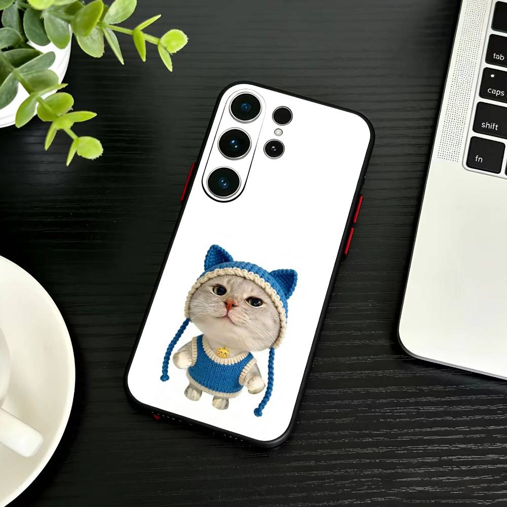Забавный Глупый Кот Мышь Чехол для Телефона Для Samsung S26,S25,S24,S23,S22,S21,S20,Ultra,Plus,FE Черный Мягкий Чехол