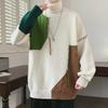 Men's 2004 Autumn/Winter Contrast Turtleneck Sweater - American Fashion, Loose Fit, Large Size, All-Match